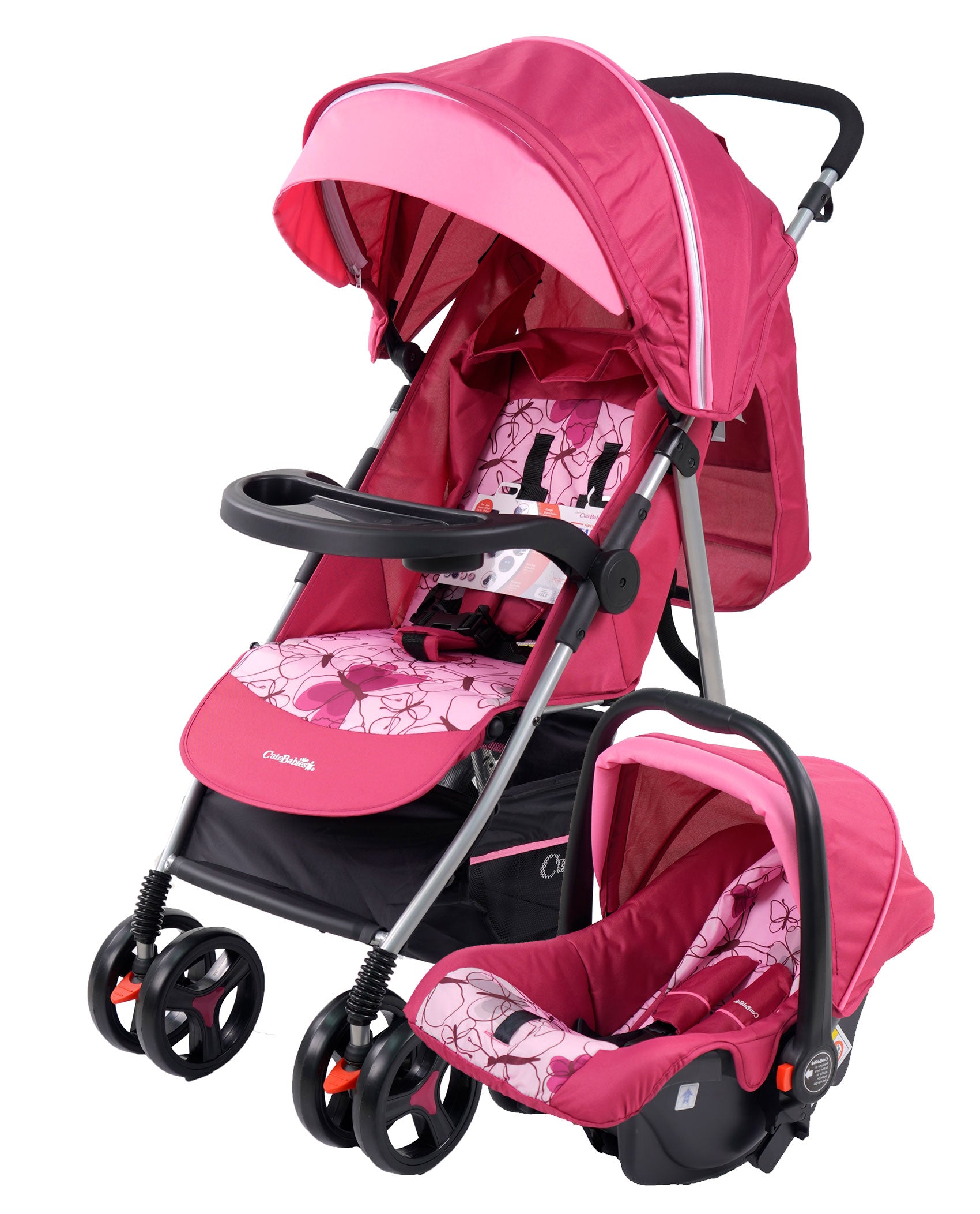 Carrito Bebé 3 piezas Chloe Rita Luxury Fucsia flores ECO PIEL Nº 13 2018