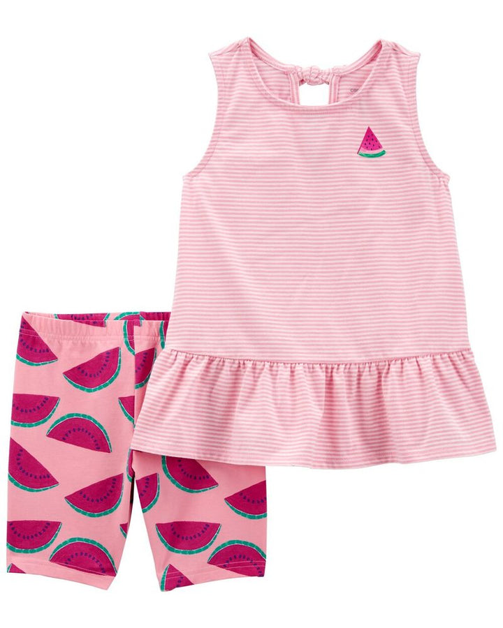 CARTERS BEBE NIÑA CONJ. DE SHORT STRIPE WATERMELON