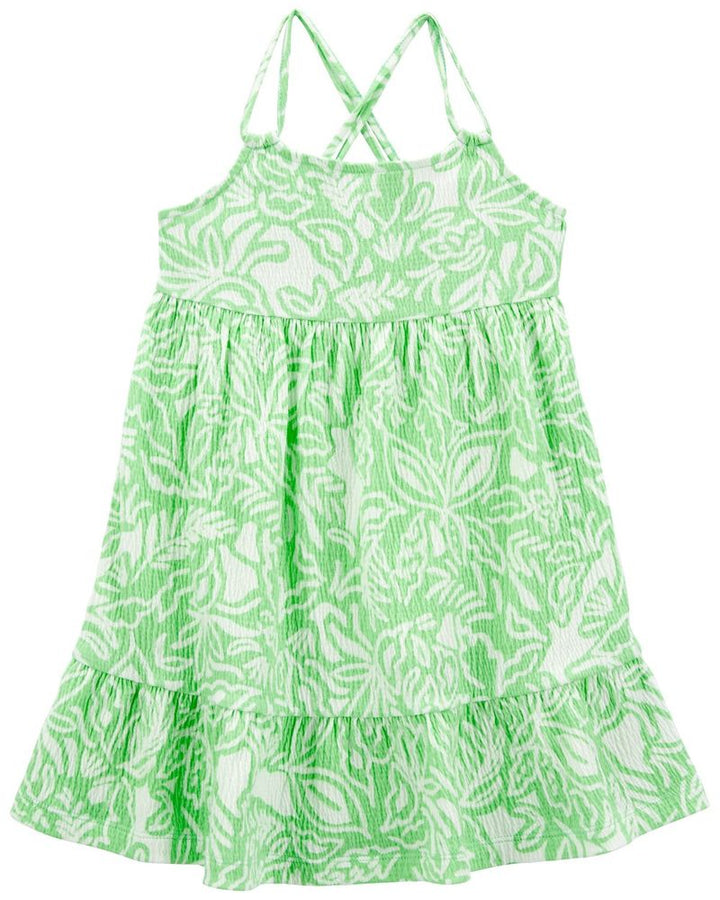 CARTERS NIÑA VESTIDO GREEN FLORAL GAUZE