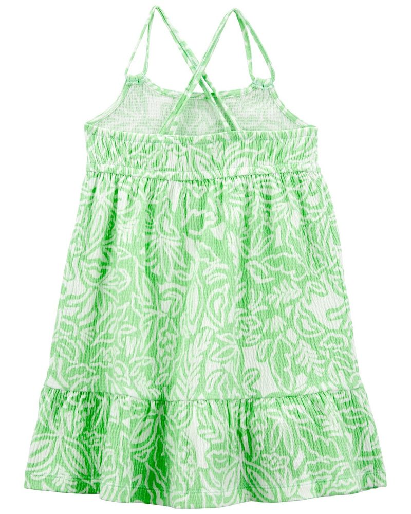 CARTERS NIÑA VESTIDO GREEN FLORAL GAUZE