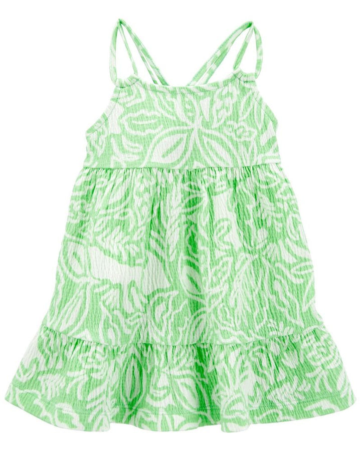 CARTERS BEBE NIÑA VESTIDO GREEN FLORAL GAUZE