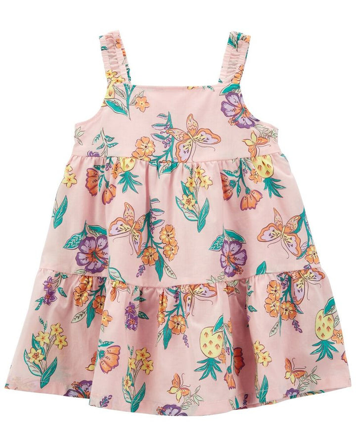 CARTERS BEBE NIÑA VESTIDO PINK FLORAL LAWN