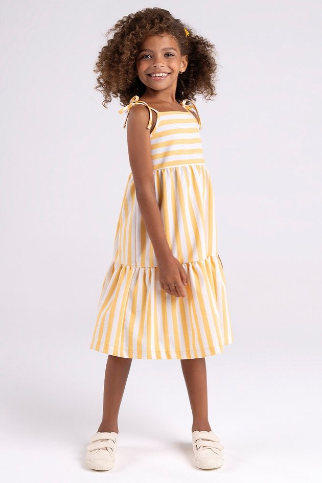 BUGBEE NIÑA VESTIDO RAYAS AMARILLO