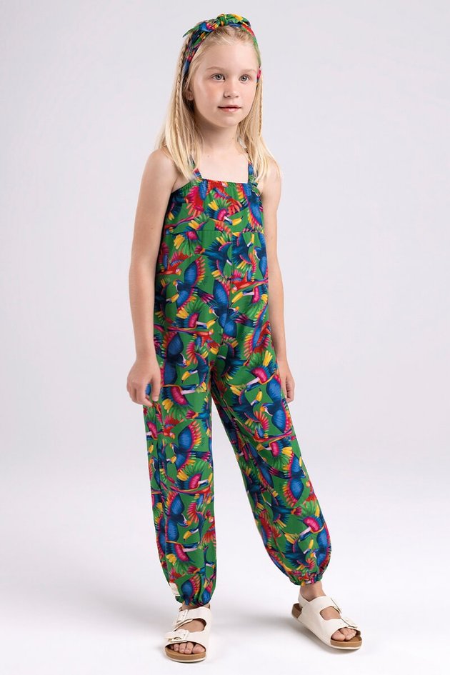 BUGBEE NIÑA JUMPSUIT VERDE CON AVES