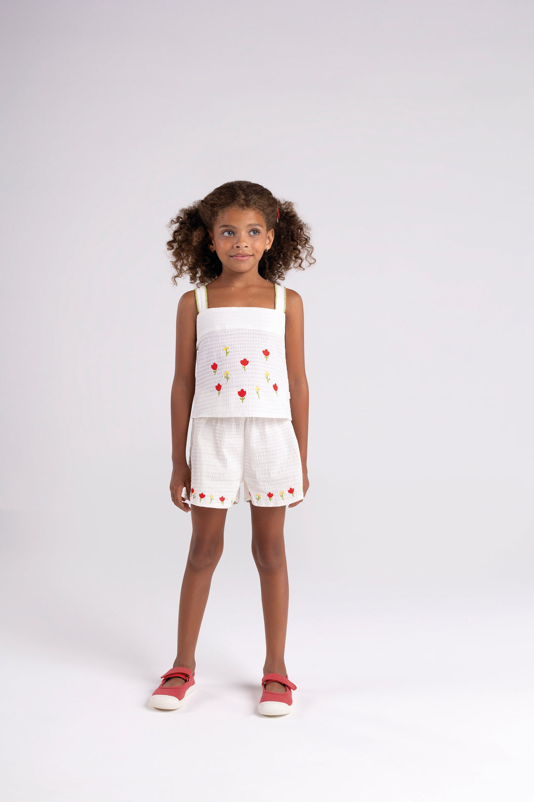 BUGBEE NIÑA CONJ. DE SHORT TEJIDO BLANCO