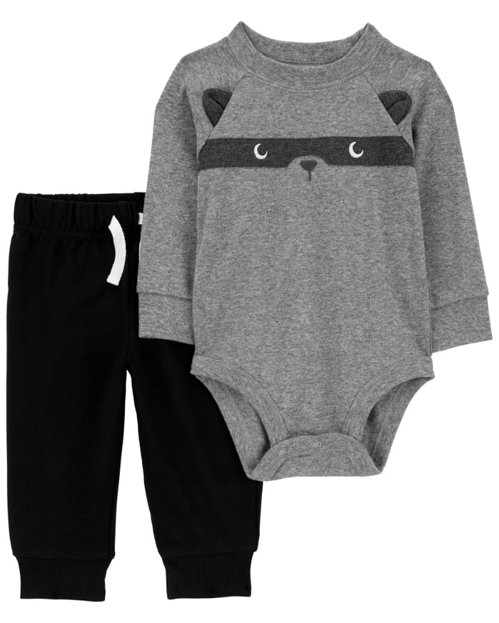 CARTERS BEBE NIÑO CONJ. DE PANTALON RACCOON FACE ART