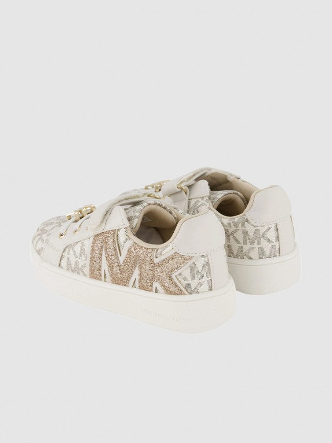 MICHAEL KORS NIÑA ZAPATILLA JEM AIRIN PS PALE GOLD LOGO