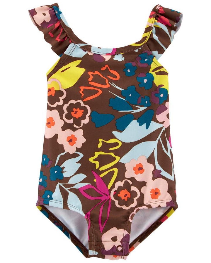 CARTERS BEBE NIÑA VESTIDO DE BAÑO BROWN FLORAL