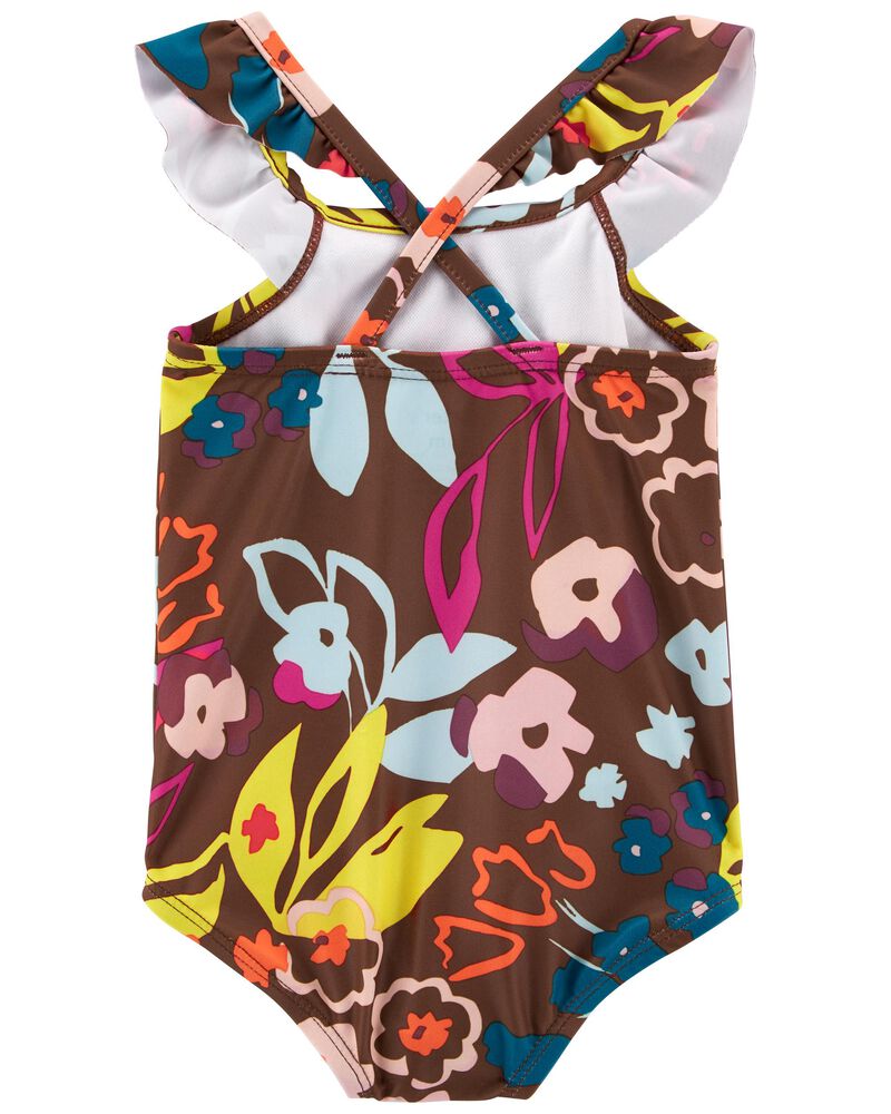 CARTERS BEBE NIÑA VESTIDO DE BAÑO BROWN FLORAL