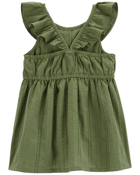 CARTERS BEBE NIÑA VESTIDO GREEN WOVEN