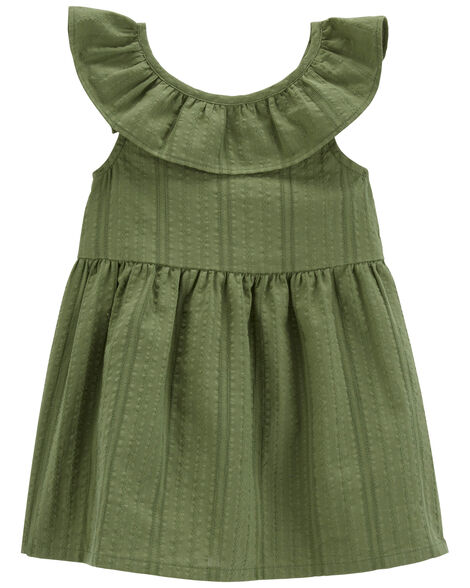 CARTERS BEBE NIÑA VESTIDO GREEN WOVEN