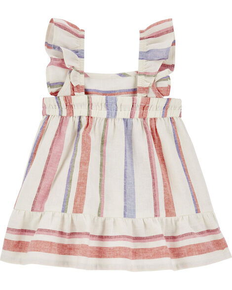 CARTERS BEBE NIÑA VESTIDO IVORY STRIPE LINEN