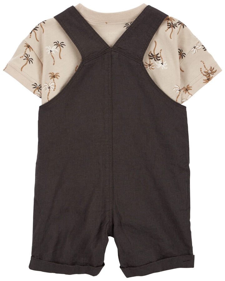 CARTERS BEBE NIÑO CONJ. DE OVEROL BLACK/TAN PALM PRINT