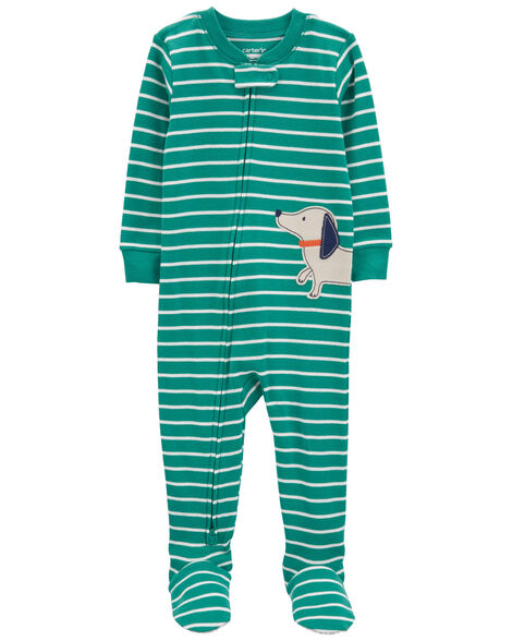 CARTERS BEBE NIÑO PIJAMA GREEN DOG STRIPE