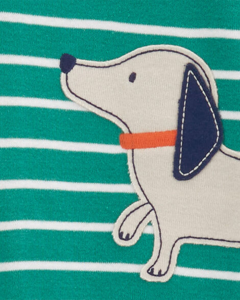 CARTERS BEBE NIÑO PIJAMA GREEN DOG STRIPE