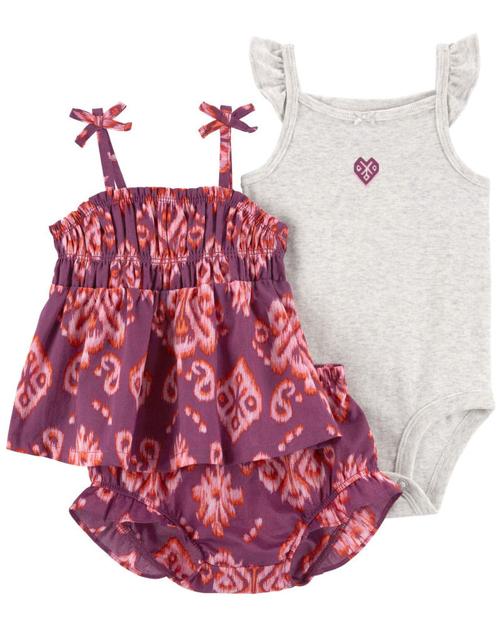 CARTERS BEBE NIÑA CONJ. DE SHORT PURPLE PINK PRINT