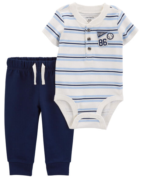 CARTERS BEBE NIÑO CONJ. DE PANTALON BLUE PATCHES ART