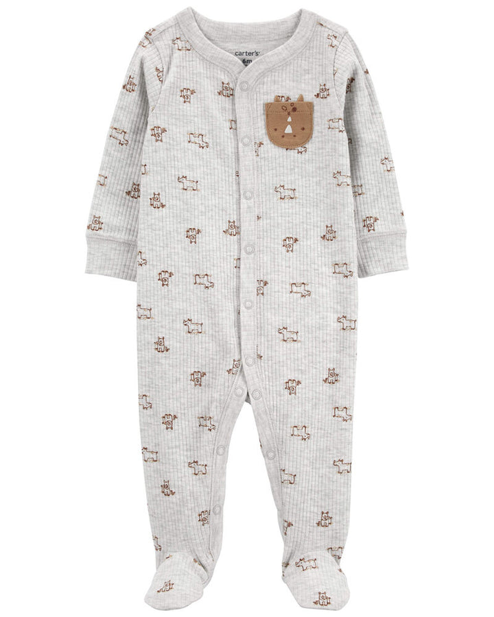 CARTERS BEBE NIÑO PIJAMA GRAY ANIMAL PRINT