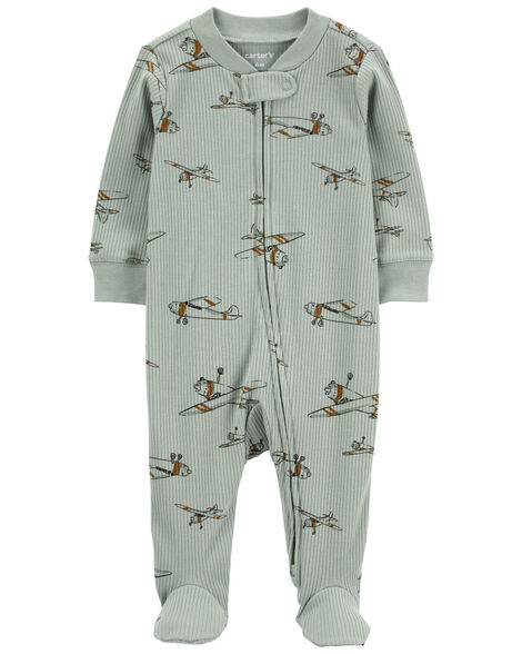 CARTERS BEBE NIÑO PIJAMA OLIVE AIRPLANE PRINT