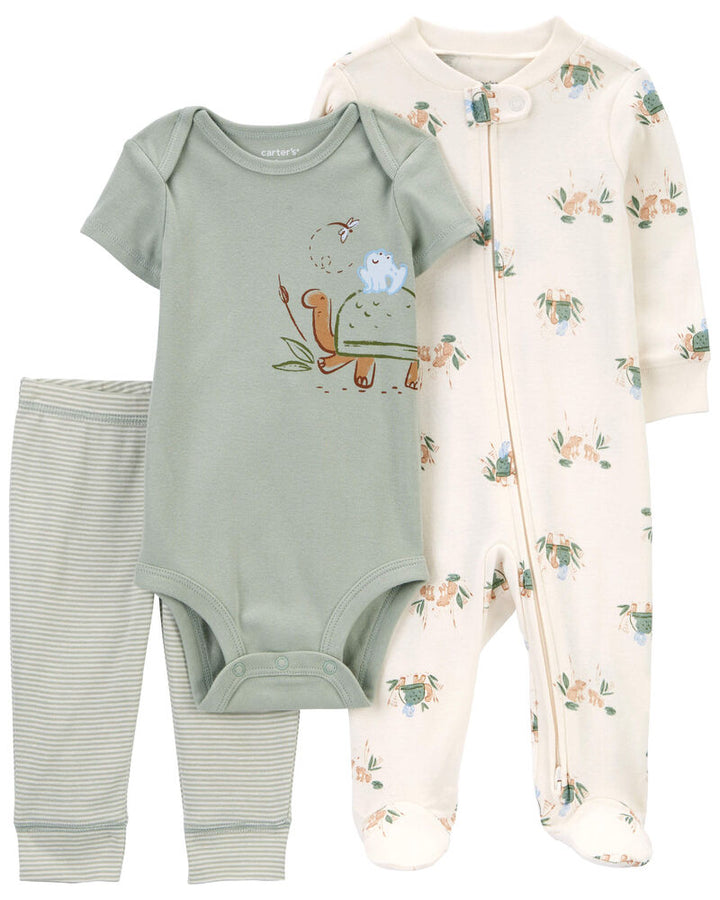 CARTERS BEBE NIÑO PIJAMA OLIVE TURTLE