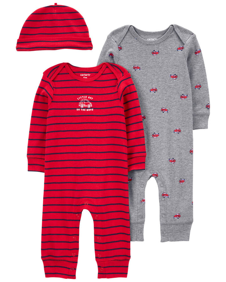 CARTERS BEBE NIÑO PIJAMA RED GREY CARS