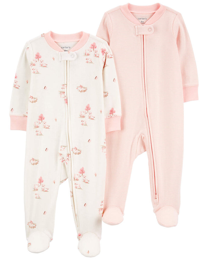 CARTERS BEBE NIÑA BODY PINK SHEEP 2PK