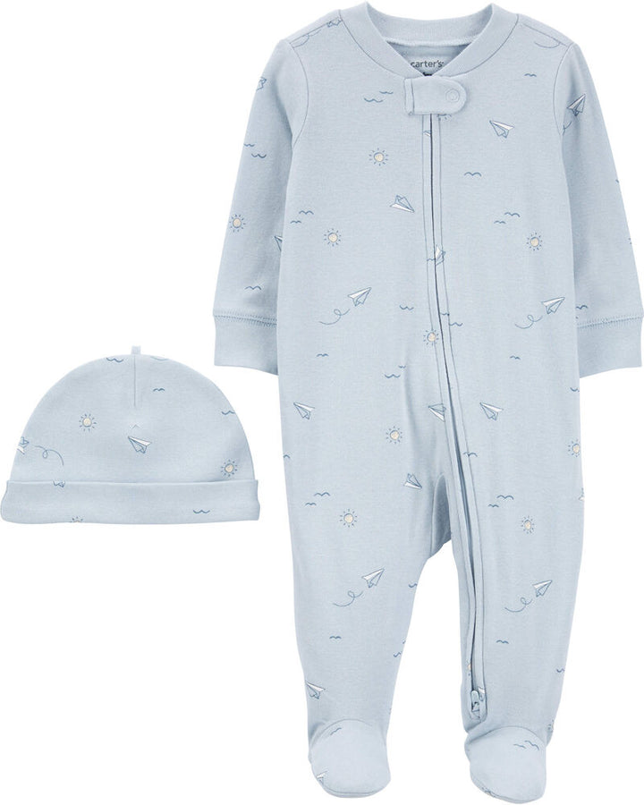 CARTERS BEBE NIÑO PIJAMA BLUE PAPER AIRPLANE