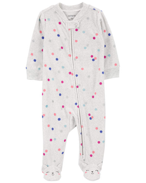 CARTERS BEBE NIÑA PIJAMA DOTS WITH DEER FEET GRAY