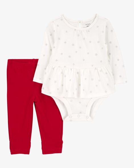 CARTERS BEBE NIÑA CONJ. DE PANTALON IVORY SNOWFLAKE