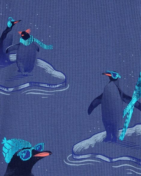 CARTERS NIÑO TSHIRT PENGUIN LS GRAPHIC BLUE