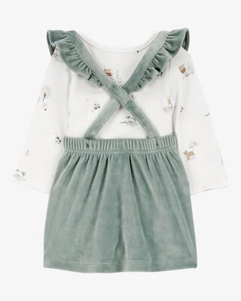 CARTERS BEBE NIÑA CONJ. DE OVEROL FALDA GREEN