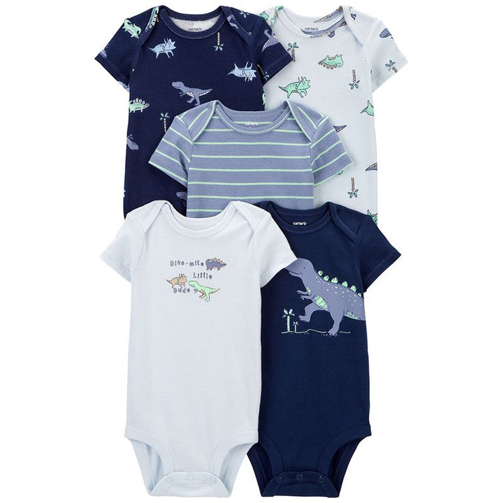 CARTERS BEBE NIÑO BODY BLUE STRIPE DINO 5PK