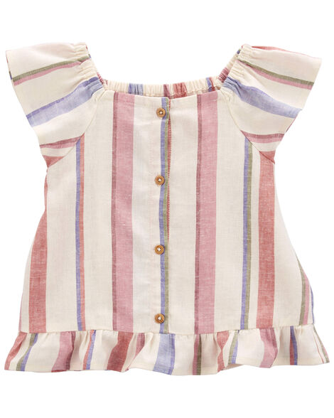 CARTERS NIÑA BLUSA IVORY STRIPE LINEN TOP