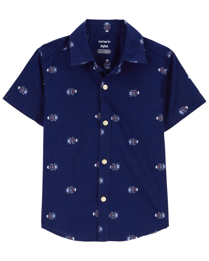 CARTERS NIÑO CAMISA NAVY PRINT BTTONDWN