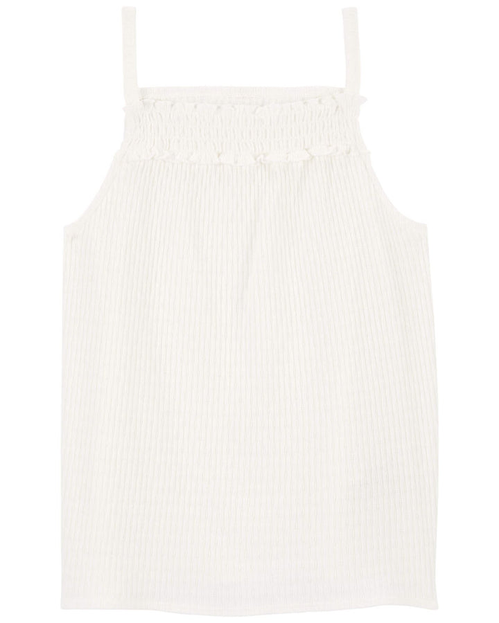 OSHKOSH NIÑA BLUSA SMOCKED RIB WHITE