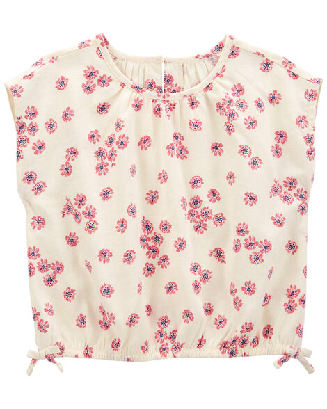 CARTERS NIÑA BLUSA IVORY FLORAL LINEN TOP