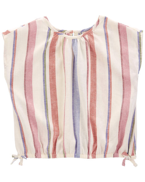 CARTERS NIÑA BLUSA IVORY STRIPE LINEN TOP