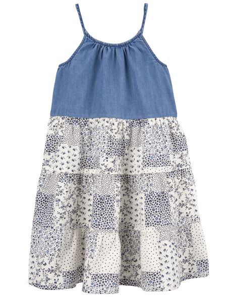 OSHKOSH NIÑA VESTIDO PATCHWORK PRINT WOVEN