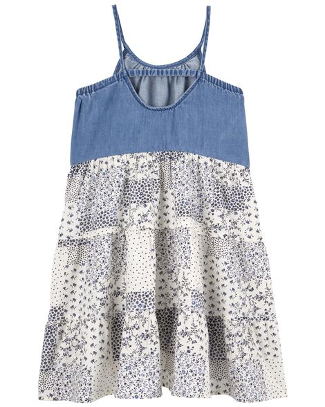 OSHKOSH NIÑA VESTIDO PATCHWORK PRINT WOVEN