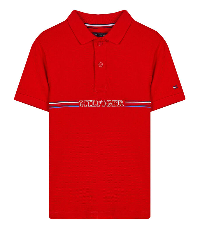 TOMMY HILFIGUER NIÑO POLO TRACK STRIPE FIERCE RED