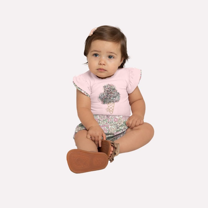 MILON BEBE NIÑA CONJ. DE SHORT ROSADO CLARO