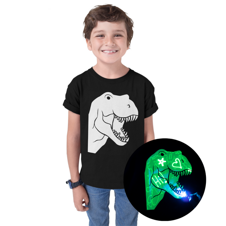 ILLUMINATED NIÑO TSHIRT INTERACTIVE DINOSAUR BLACK