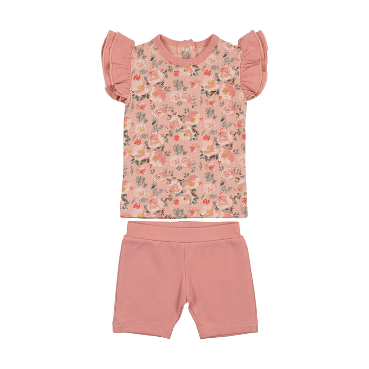 MANIERE BEBE NIÑA CONJ. DE SHORT FLORAL PRINT MAUVE