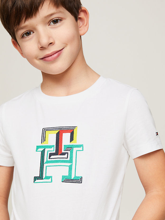 TOMMY HILFIGUER NIÑO TSHIRT MULTICOLOR MONOGRAM WHITE