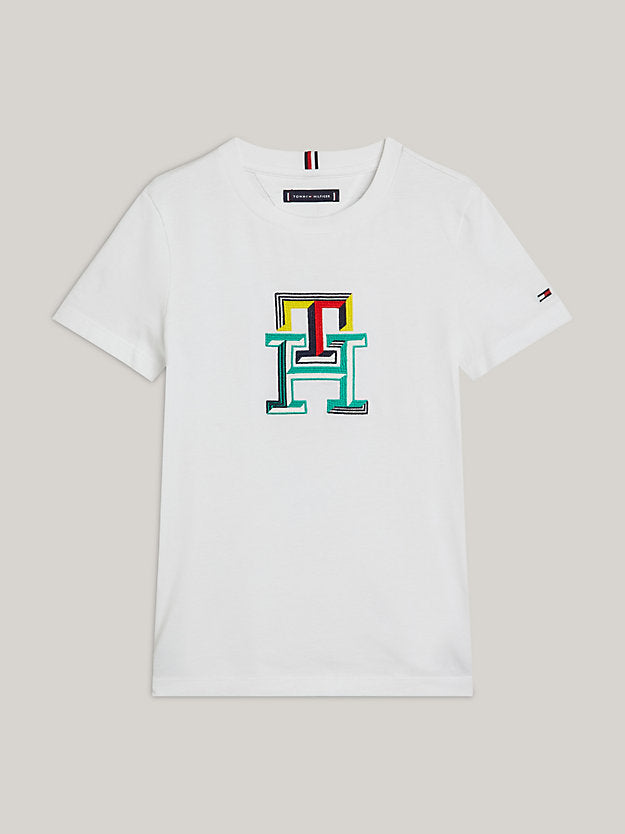 TOMMY HILFIGUER NIÑO TSHIRT MULTICOLOR MONOGRAM WHITE