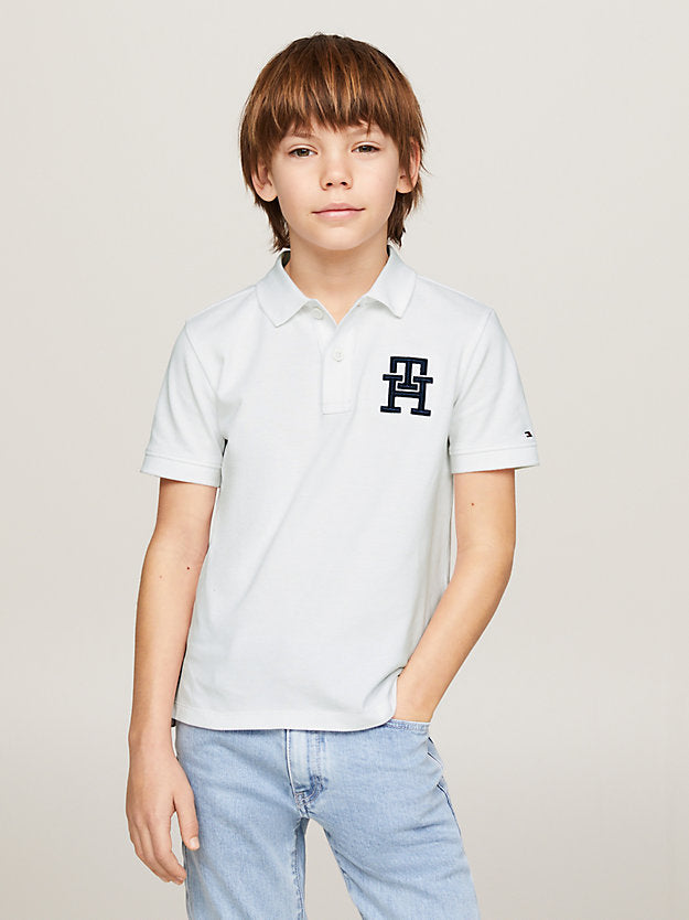 TOMMY HILFIGUER NIÑO POLO MONOGRAM WHITE