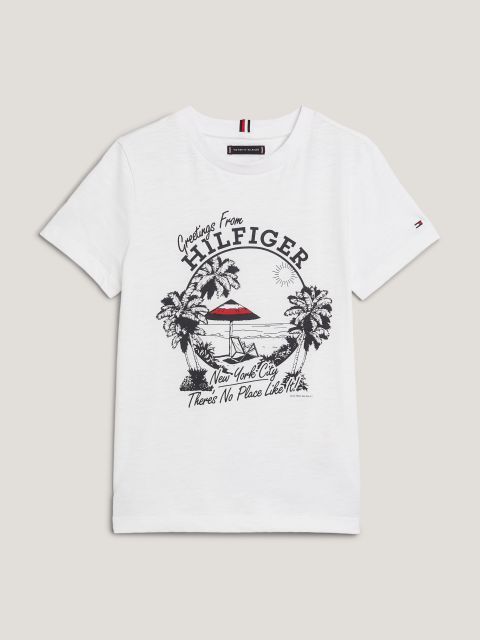 TOMMY HILFIGUER NIÑO TSHIRT GREETINGS FROM WHITE