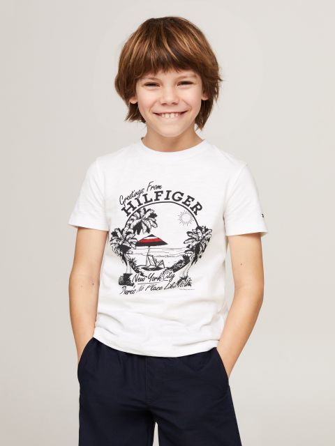 TOMMY HILFIGUER NIÑO TSHIRT GREETINGS FROM WHITE