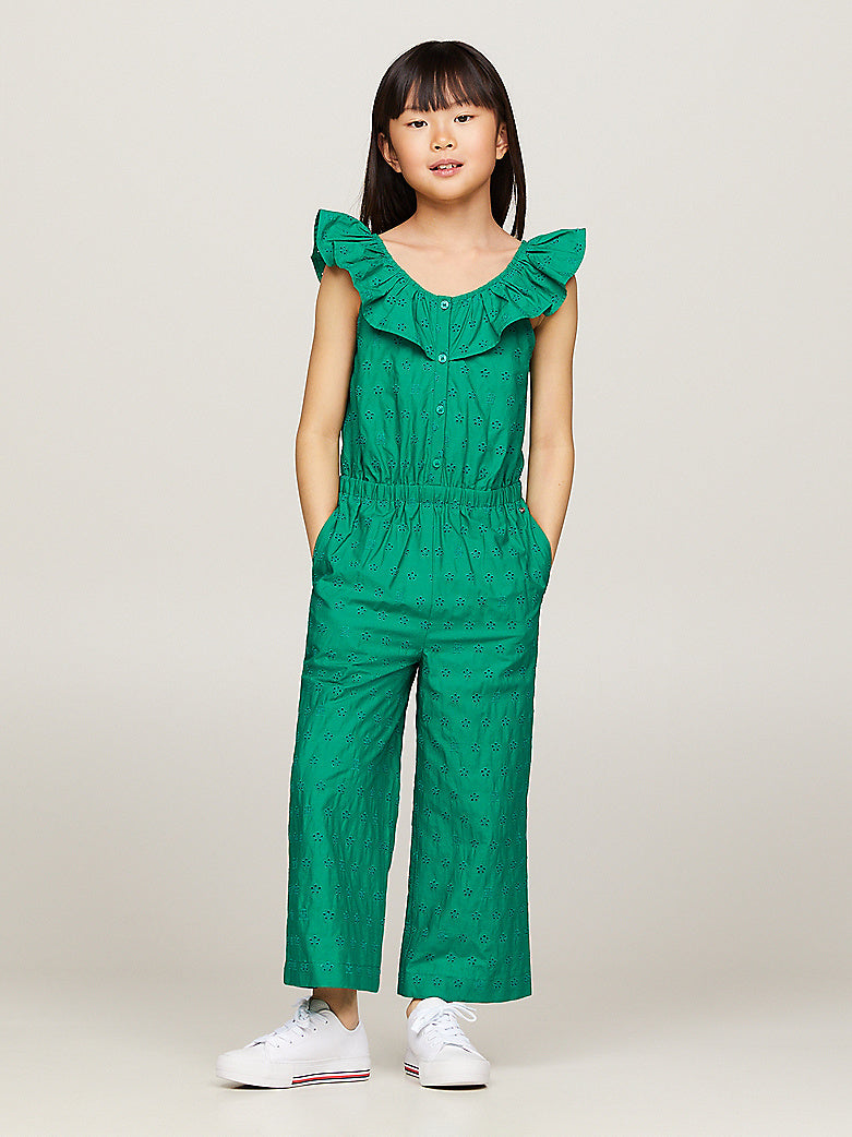 TOMMY HILFIGER NIÑA PANTALON BRODERIE JUMPSUIT OLYMPIC GREEN