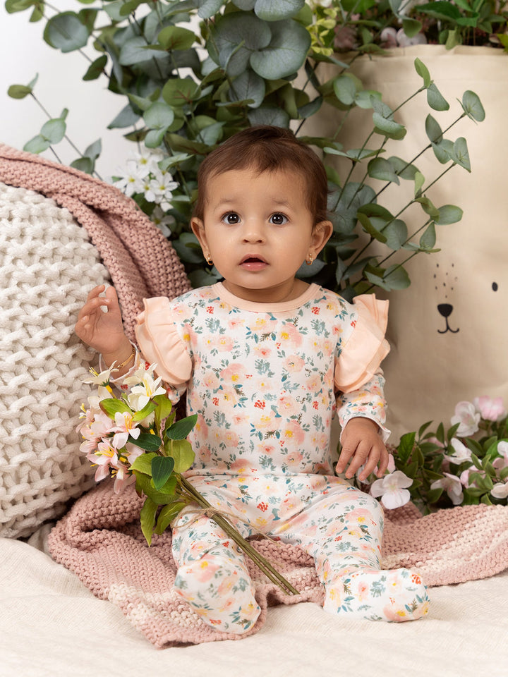 MANIERE BEBE NIÑA PIJAMA FLORAL PRINT WHITE